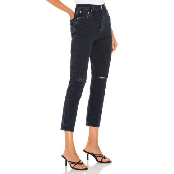 Agolde Riley Distressed High Rise Straight Crop - Picture 3 of 10